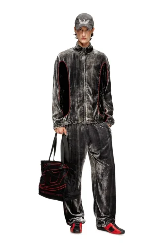 j-hay Track jacket in treated velvet