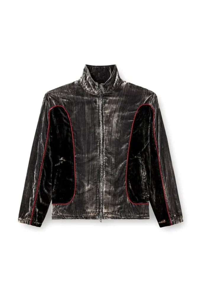 j-hay Track jacket in treated velvet