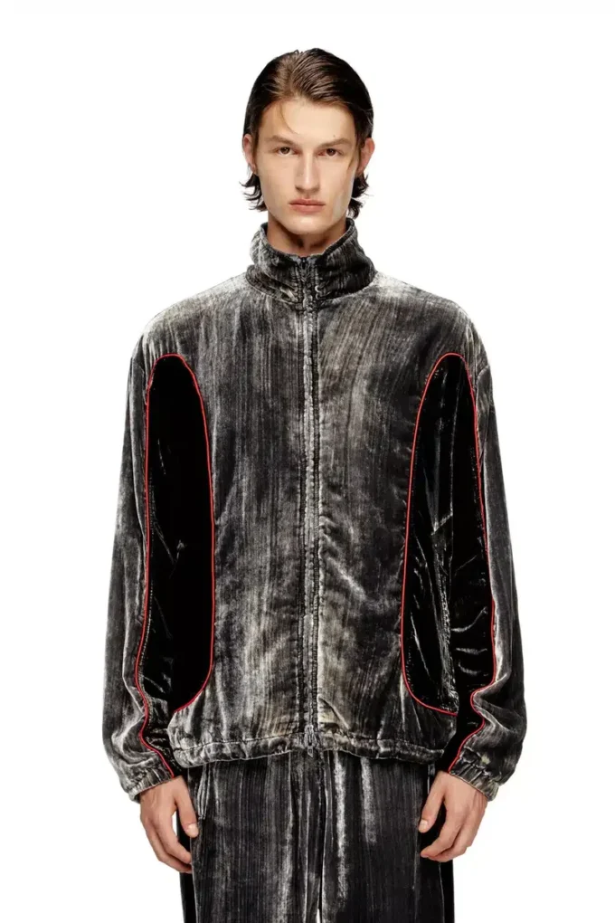 j-hay Track jacket in treated velvet