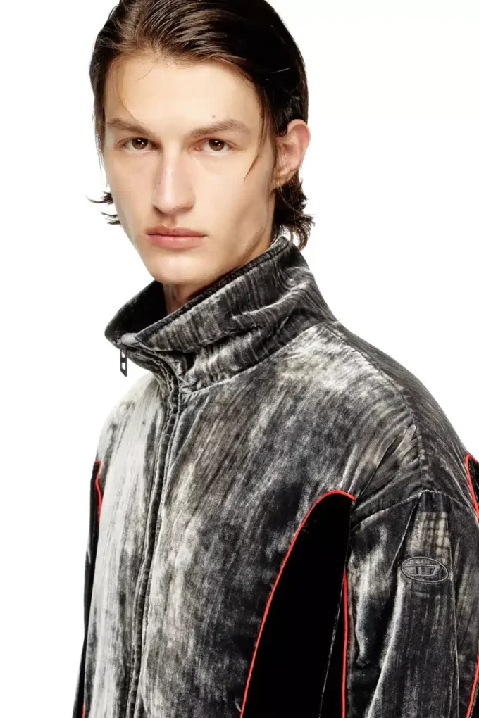 j-hay Track jacket in treated velvet