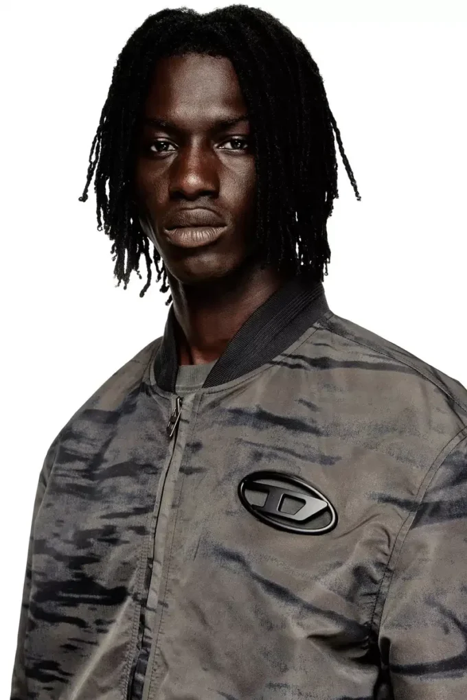j-kepes-dlbz Padded bomber jacket in printed satin
