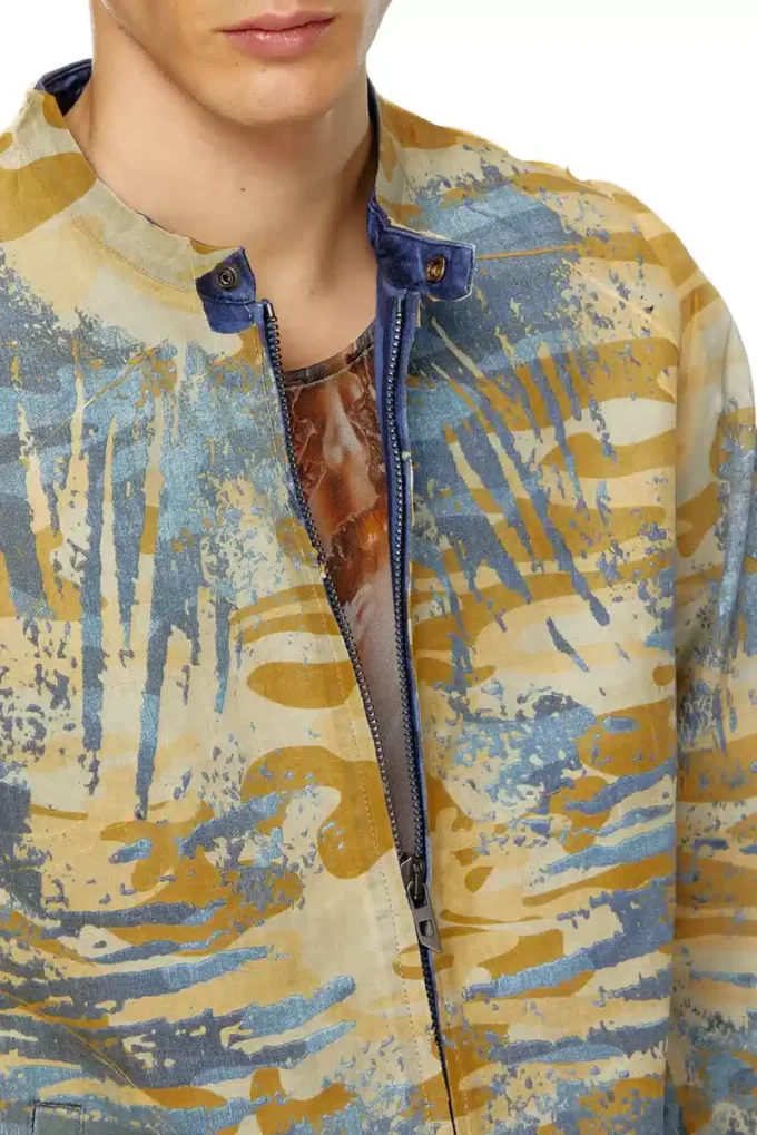 j-met-dev Peel-off biker jacket in camo gabardine