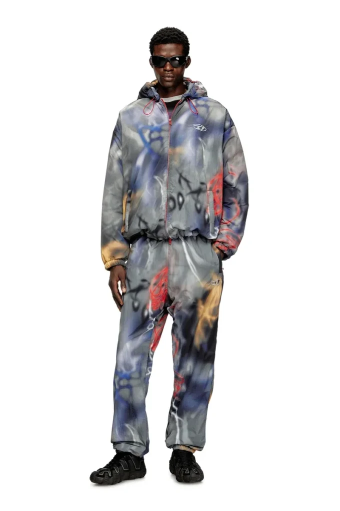 j-mirr Padded windbreaker with graffiti print