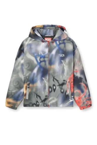 j-mirr Padded windbreaker with graffiti print