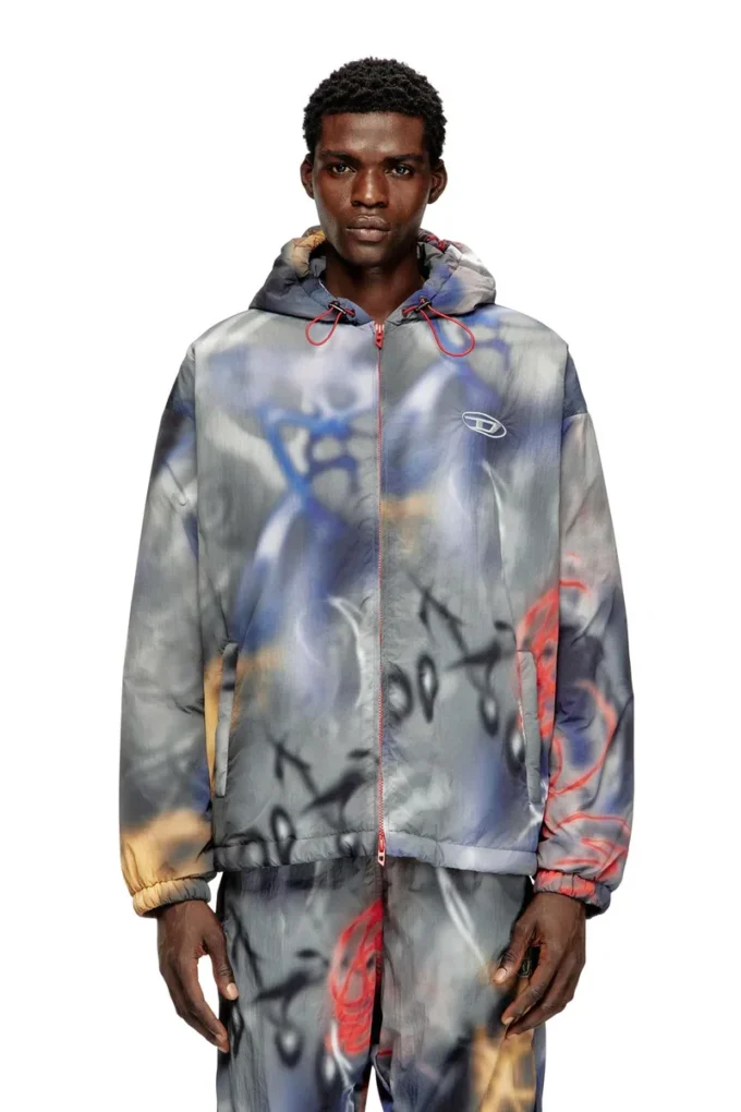 j-mirr Padded windbreaker with graffiti print