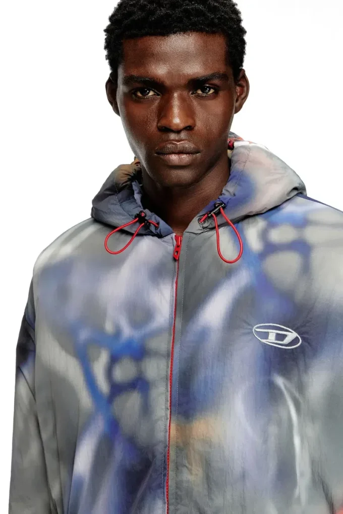 j-mirr Padded windbreaker with graffiti print