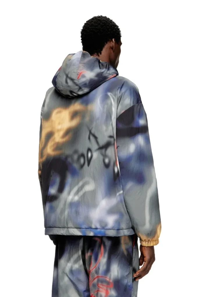 j-mirr Padded windbreaker with graffiti print