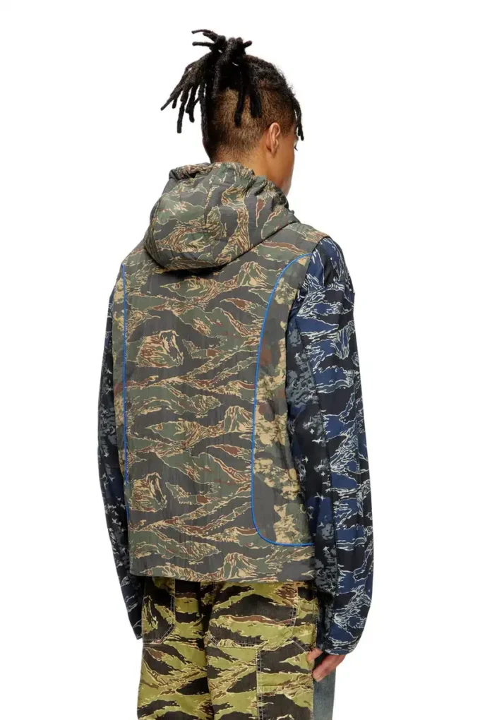 j-ostend-sl-camu Hooded vest with mixed camo prints