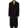 j-ritz Longline cool wool coat in denim detail