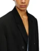j-ritz Longline cool wool coat in denim detail