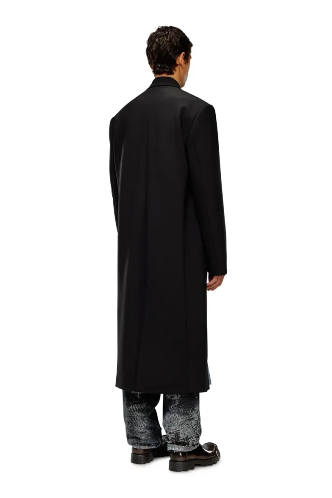 j-ritz Longline cool wool coat in denim detail