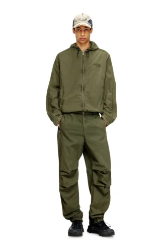 j-stitch Hooded zip-up jacket in cotton poplin