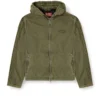 j-stitch Hooded zip-up jacket in cotton poplin