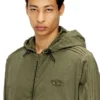 j-stitch Hooded zip-up jacket in cotton poplin