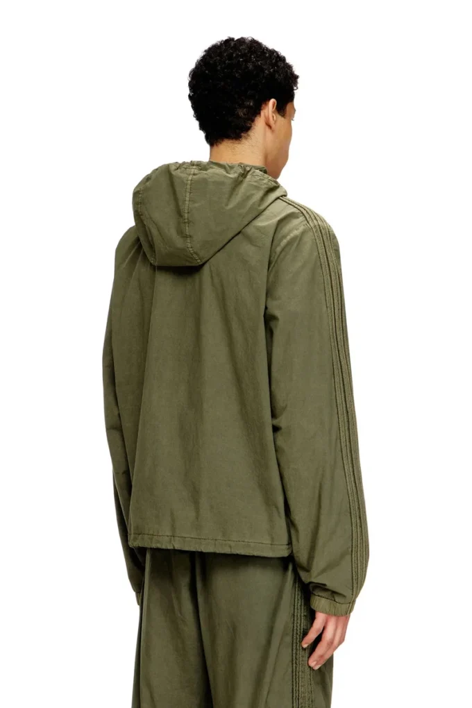 j-stitch Hooded zip-up jacket in cotton poplin