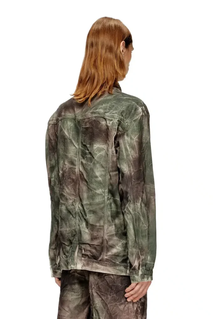 j-thug-jkt Trucker jacket in crinkled camo canvas