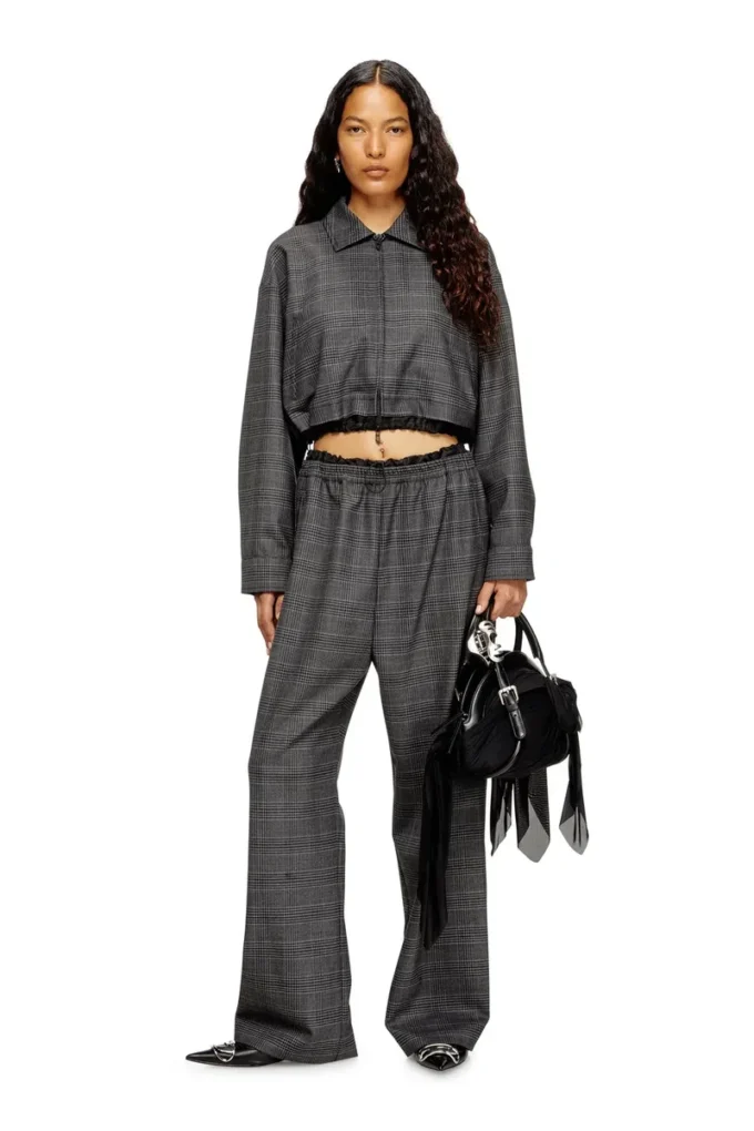 j-ting-fem Cropped Prince of Wales wool-blend coach jacket