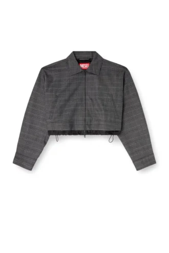 j-ting-fem Cropped Prince of Wales wool-blend coach jacket