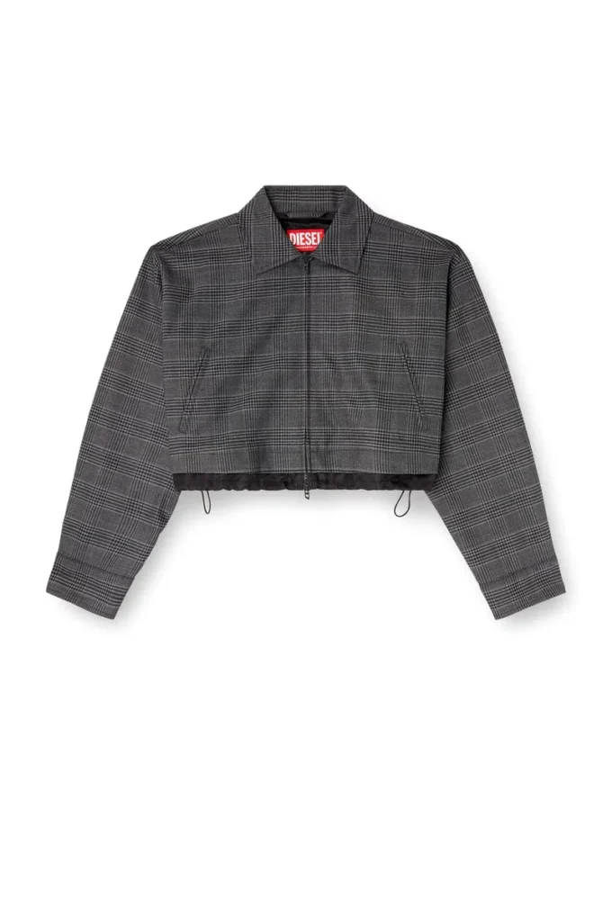 j-ting-fem Cropped Prince of Wales wool-blend coach jacket