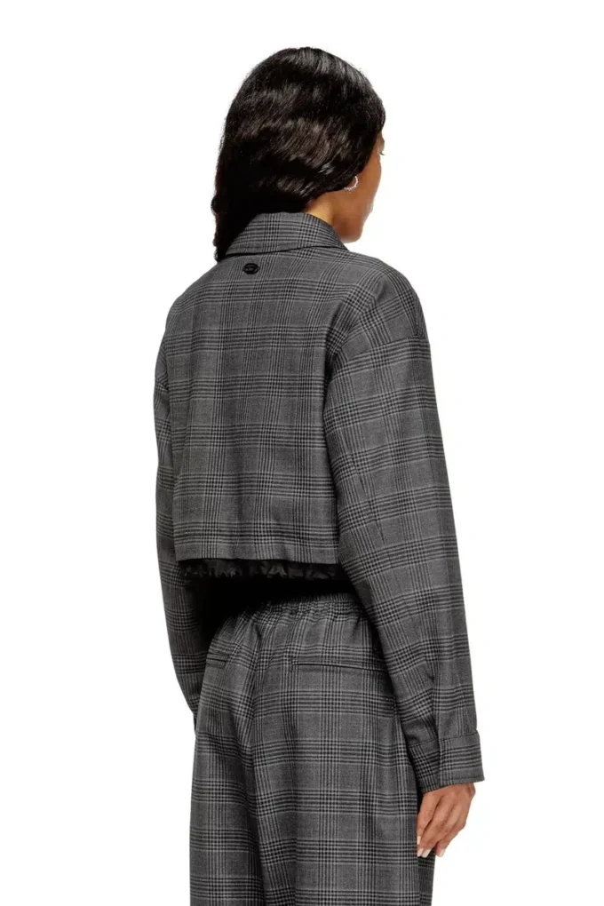 j-ting-fem Cropped Prince of Wales wool-blend coach jacket