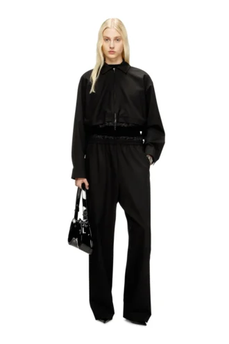 j-ting-fem-r2 Cropped jacket in tailoring fabric and nylon