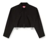 j-ting-fem-r2 Cropped jacket in tailoring fabric and nylon