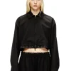 j-ting-fem-r2 Cropped jacket in tailoring fabric and nylon