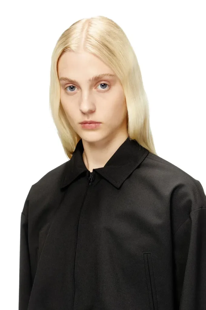 j-ting-fem-r2 Cropped jacket in tailoring fabric and nylon