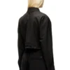 j-ting-fem-r2 Cropped jacket in tailoring fabric and nylon