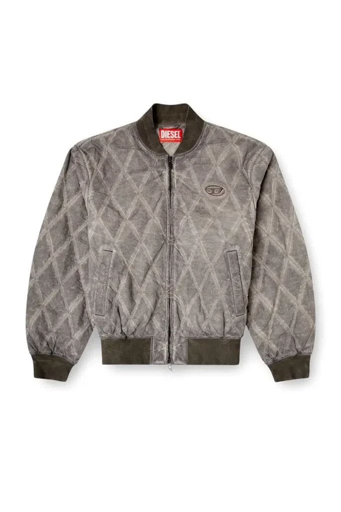 j-type-treat Padded argyle-quilted bomber jacket