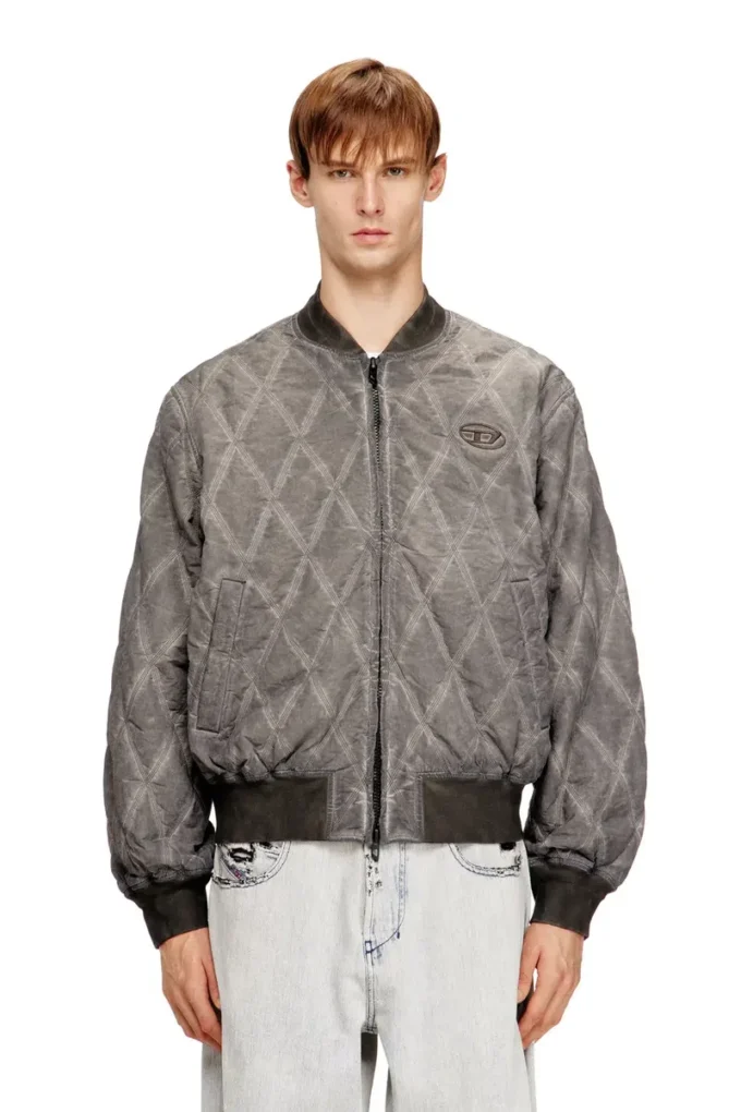 j-type-treat Padded argyle-quilted bomber jacket