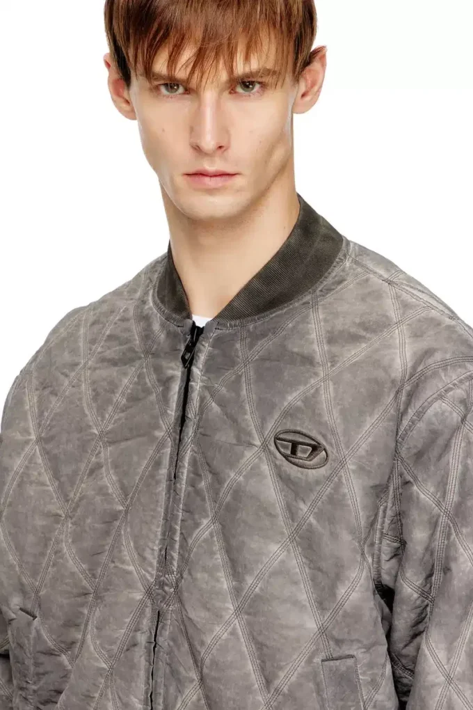 j-type-treat Padded argyle-quilted bomber jacket