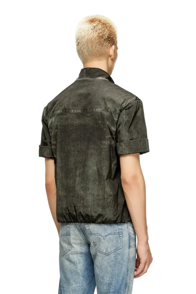 j-valois Short-sleeve jacket in denim-effect nylon