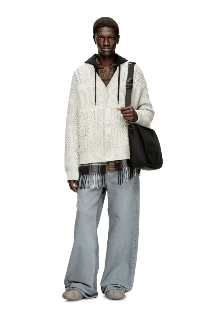k-antoine Cable-knit cardigan with Diesel logo