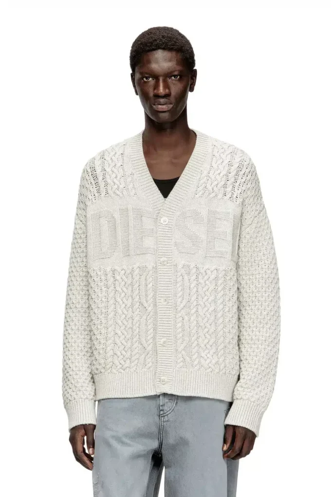 k-antoine Cable-knit cardigan with Diesel logo