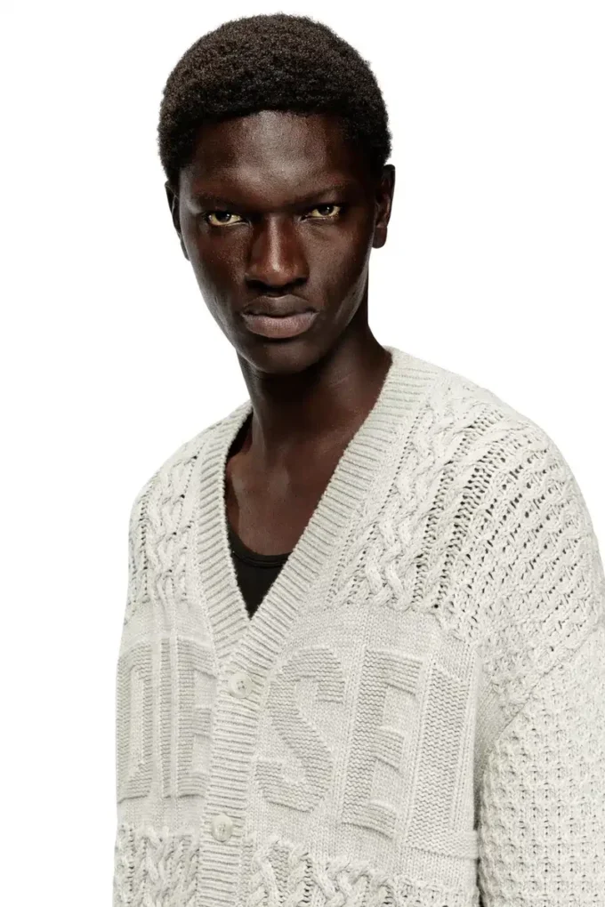 k-antoine Cable-knit cardigan with Diesel logo