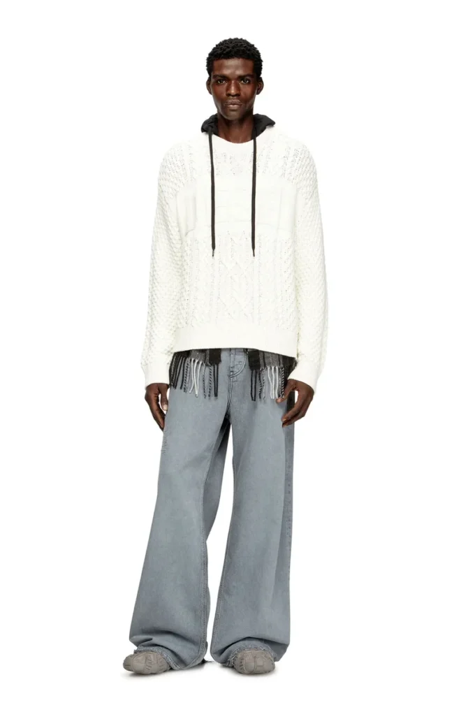 k-aubin Cable-knit jumper with Diesel logo