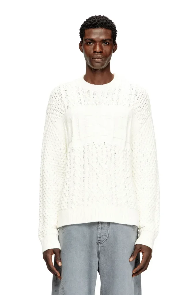 k-aubin Cable-knit jumper with Diesel logo