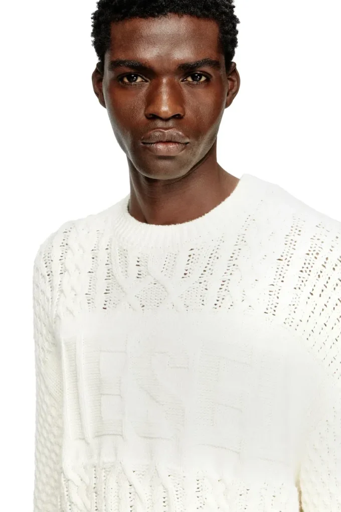 k-aubin Cable-knit jumper with Diesel logo