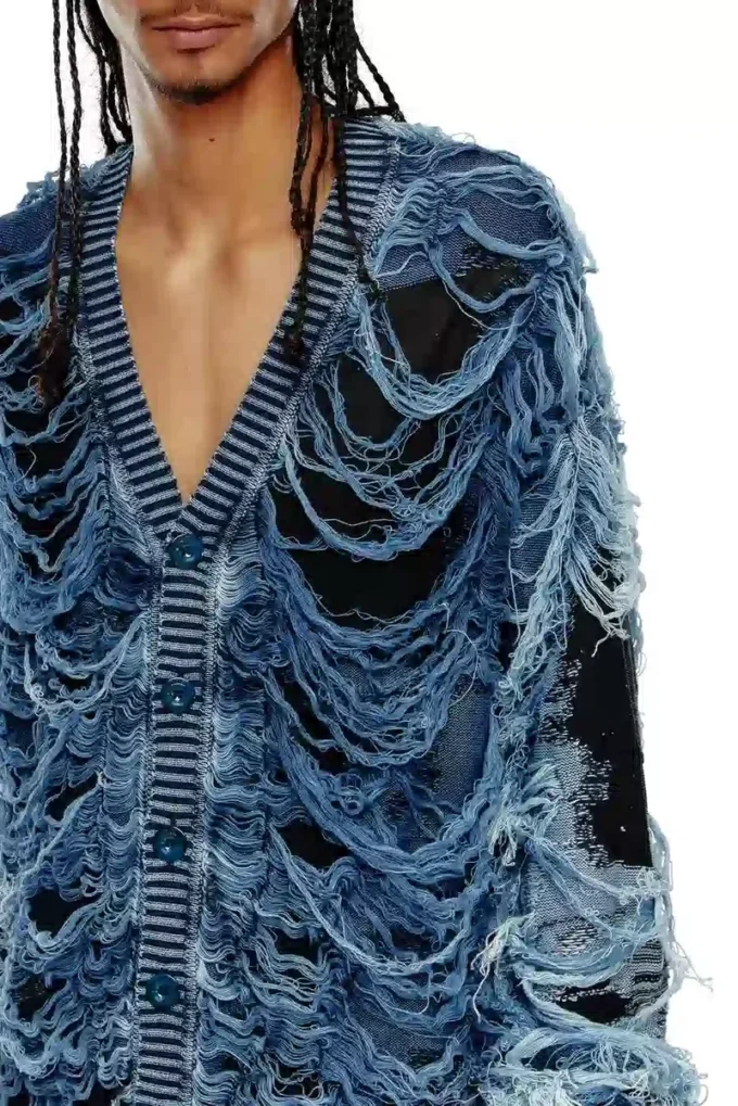 k-boboli Destroyed indigo V-neck cardigan