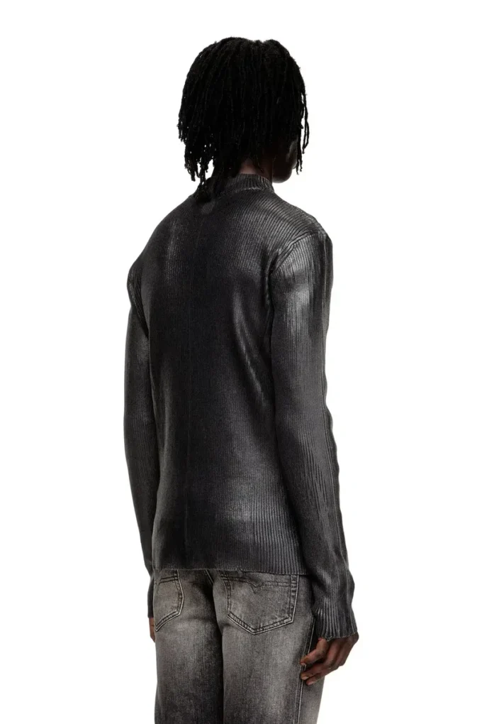 k-dargy-d Denim-yarn zip cardigan with shiny effect