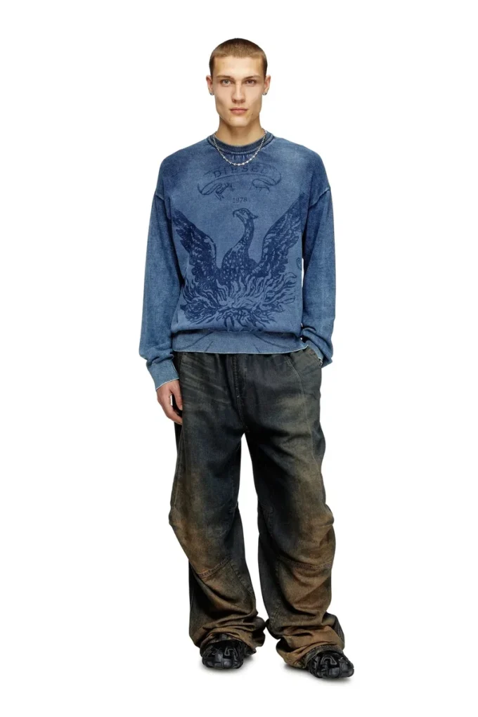 k-fenicol Indigo jumper with Phoenix logo