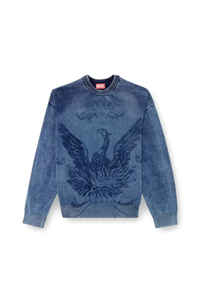 k-fenicol Indigo jumper with Phoenix logo