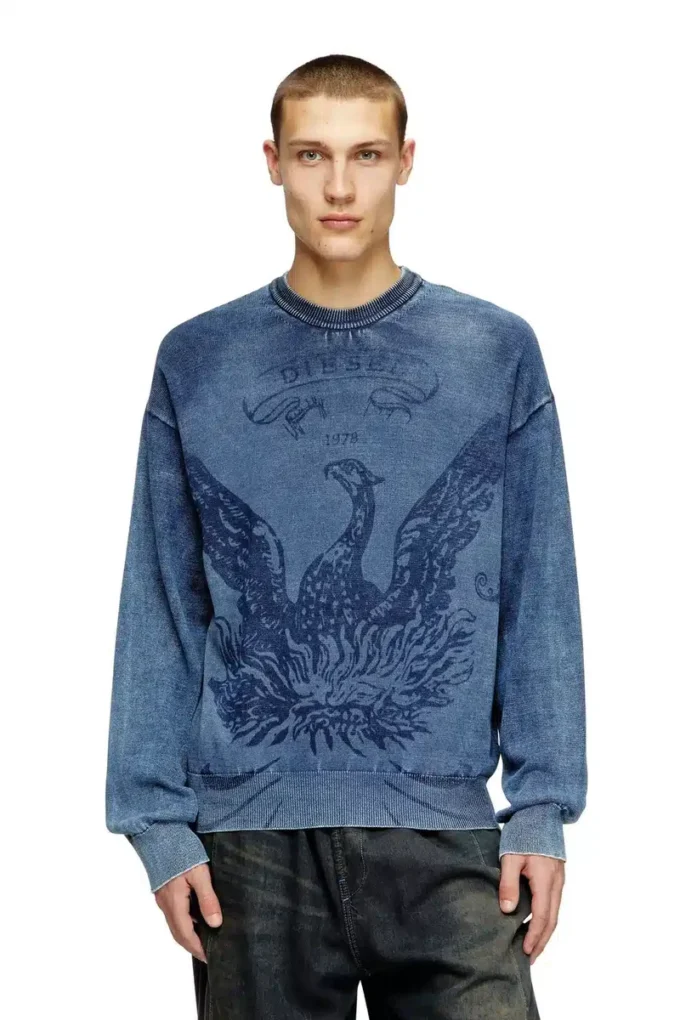 k-fenicol Indigo jumper with Phoenix logo