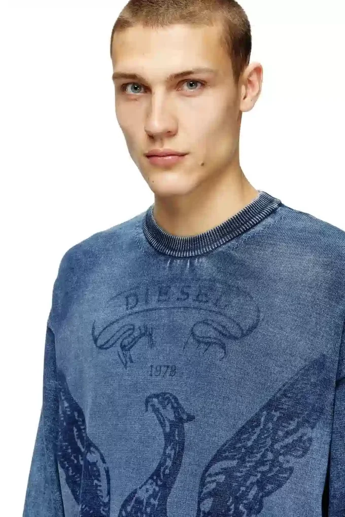 k-fenicol Indigo jumper with Phoenix logo