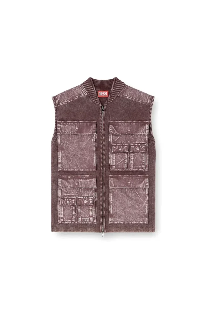 k-giulius Zip-up knitted vest with cargo pockets