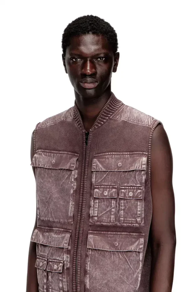 k-giulius Zip-up knitted vest with cargo pockets