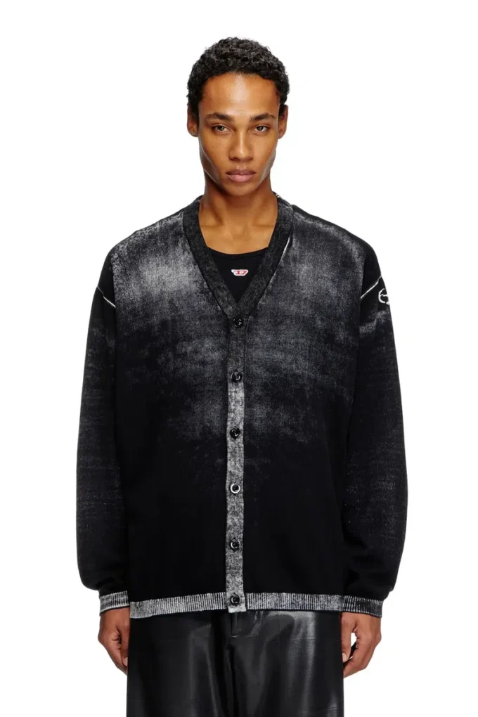 k-larence-cardigan-b Reverse-print cotton cardigan