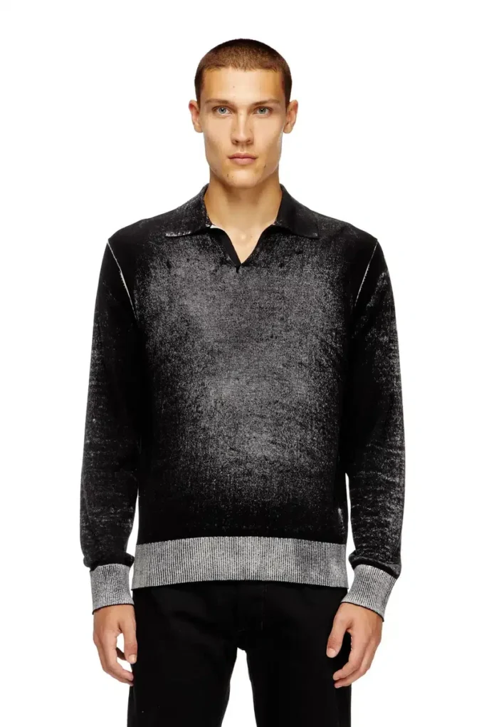k-lorenzo Reverse-print polo jumper