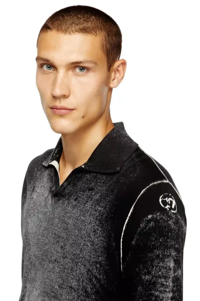 k-lorenzo Reverse-print polo jumper